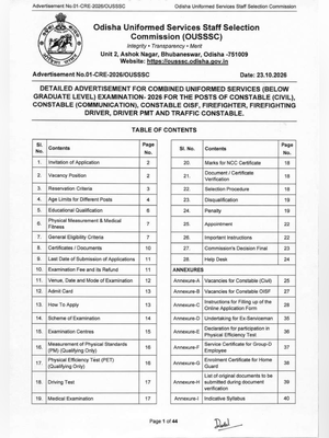 Odisha Police Constable Recruitment 2026 Notification 