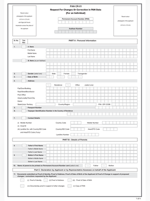 PAN Card Correction Form – Update or Correct PAN Details Easily Online