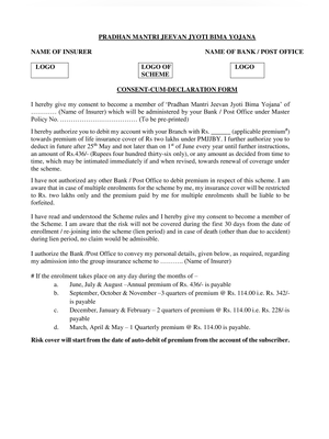 Pradhan Mantri Jeevan Jyoti Bima Yojana (PMJJBY) Form