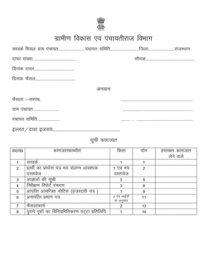 राजस्थान ग्राम पंचायत पट्टा फॉर्म (Rajasthan Gram Panchayat Patta Form) 