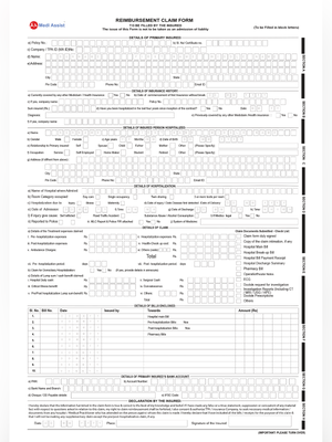 Reimbursement Claim Form Part A and B 