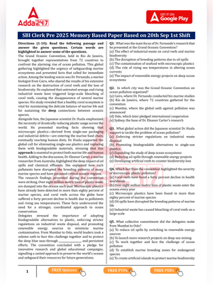 SBI Clerk Mains Previous Year Question Paper PDF with Solutions English