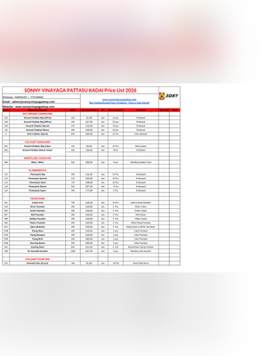 Sony Fireworks Price List 2026