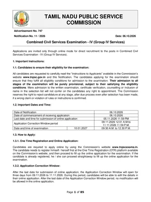 TNPSC Group 4 Notification 2026