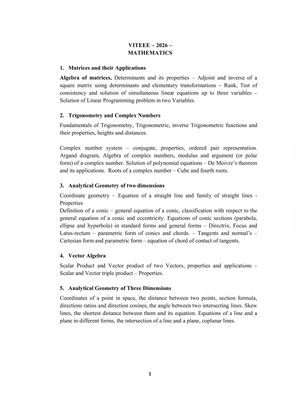 VITEEE 2026 Syllabus