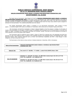 WBPSC Stenographer Recruitment 2026 