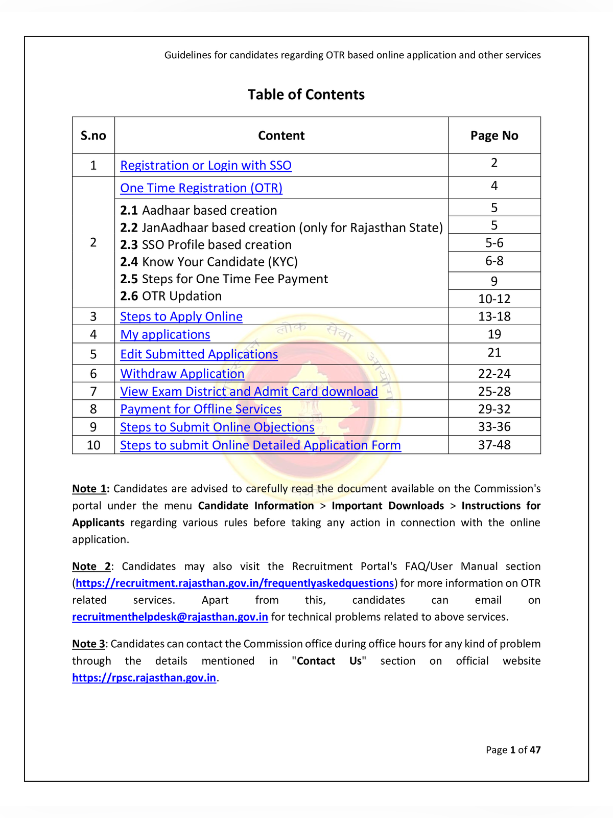SSO OTR Form Manual page 2