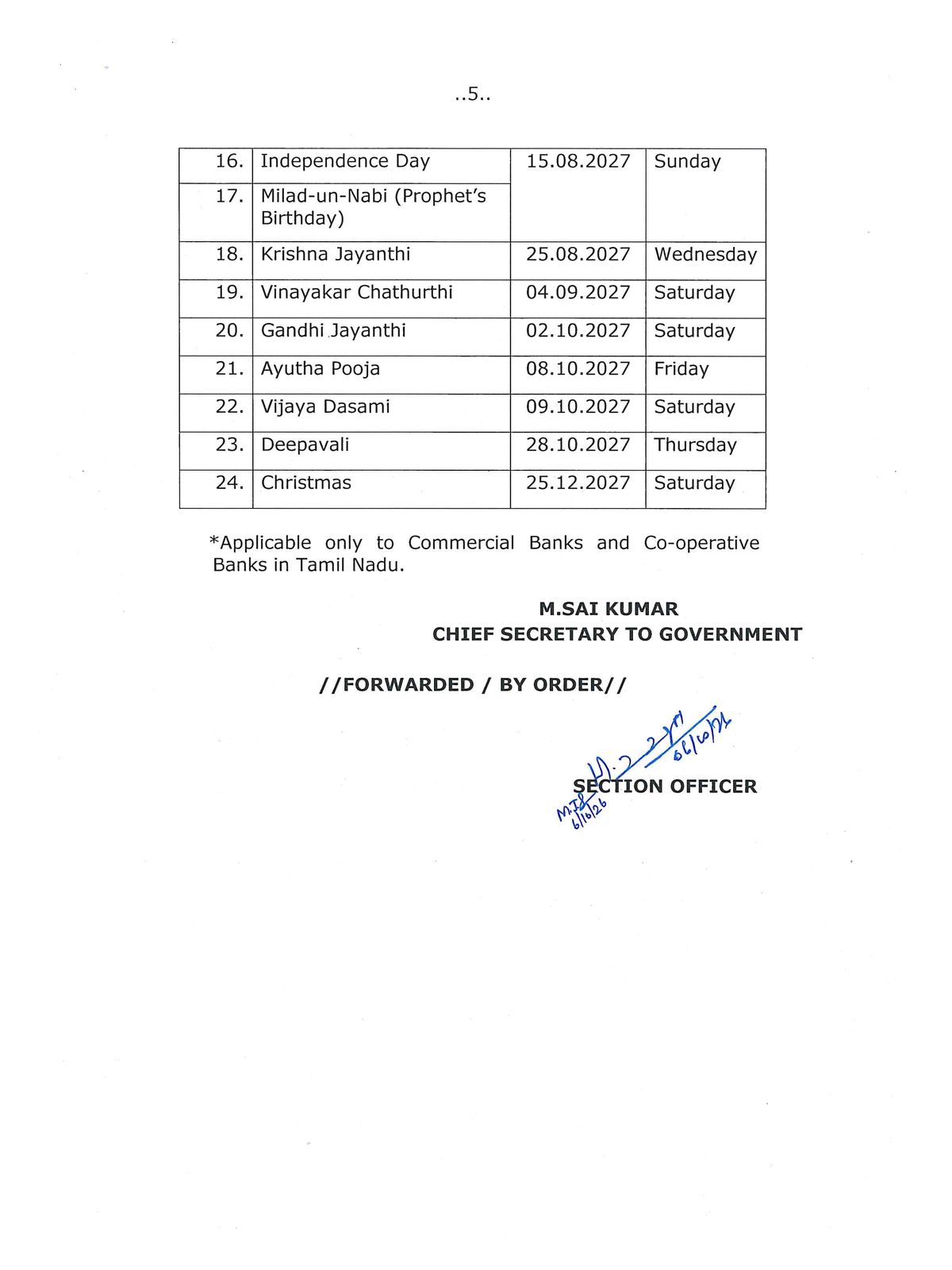 Tamil Nadu Government Holidays 2027 page 5