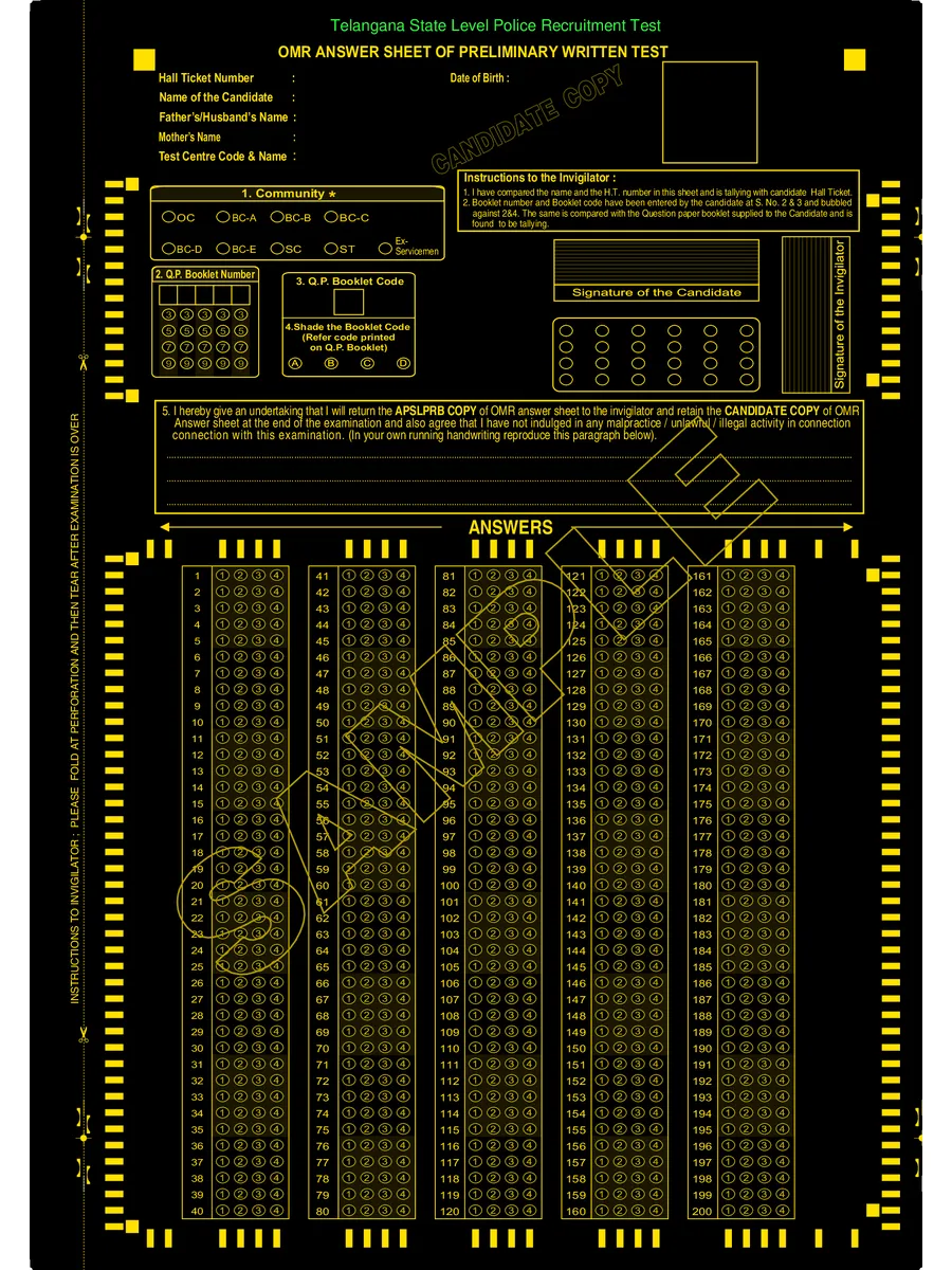 TSLPRB OMR Sheet page 2