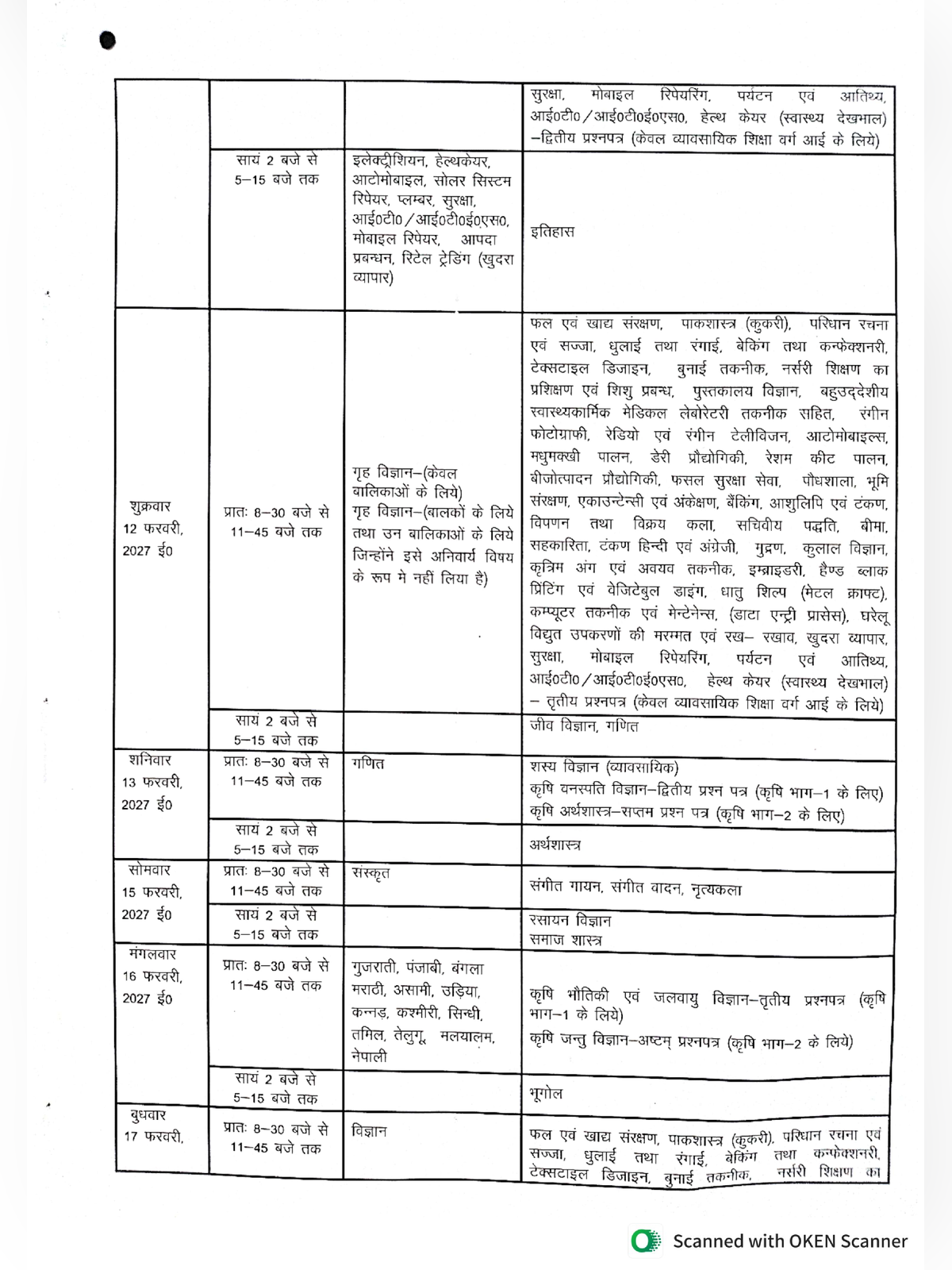 UP Board Exam Date 2027 Class 10th & 12th Time Table page 3