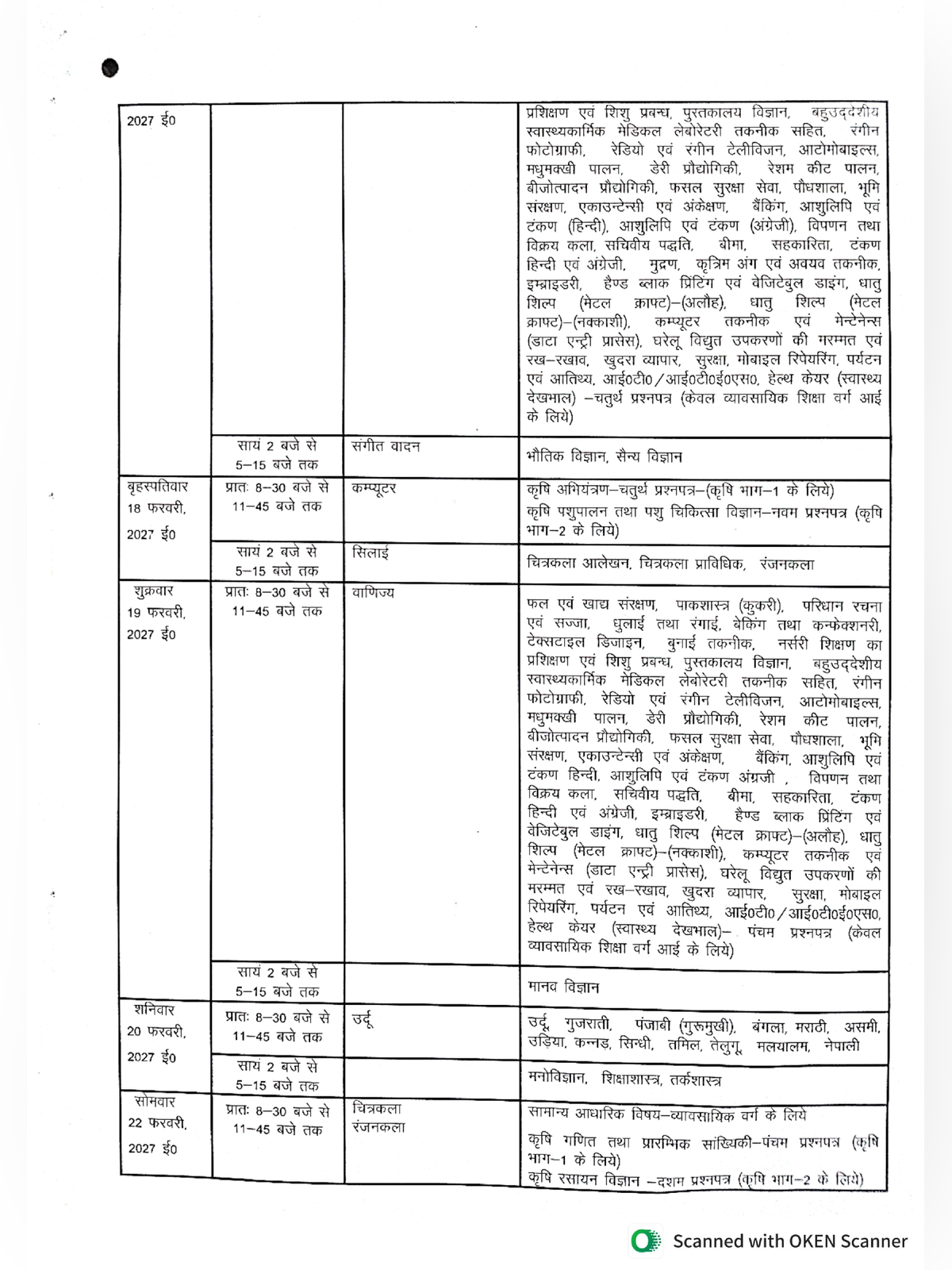UP Board Exam Date 2027 Class 10th & 12th Time Table page 4