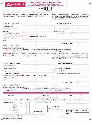Axis Bank  ATM Card Application Form