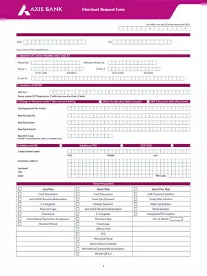 Axis Bank Merchant Request Form