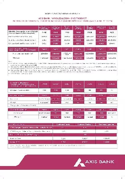 AXIS Bank Monthly & Quarterly Average Balance (MAB & QAB) Charges