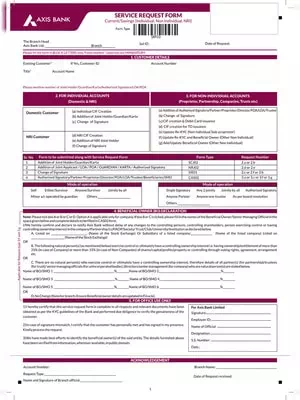 Axis Bank Re-KYC Form for Non-Individual Current & Savings Account PDF