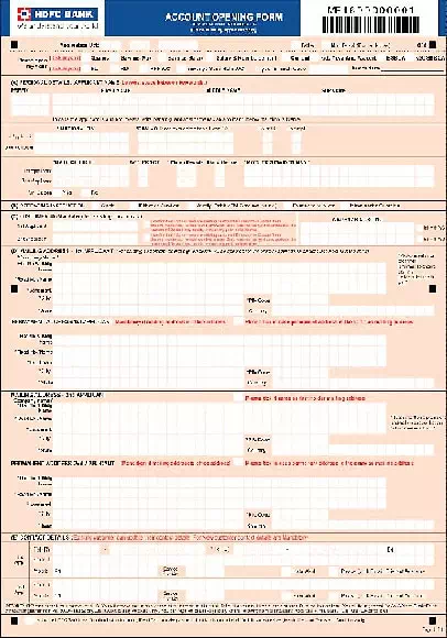 HDFC Account Opening Application Form
