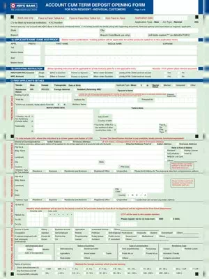 HDFC Bank NRI Account Opening Form