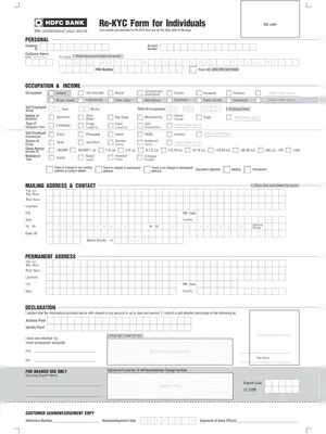 HDFC Bank Re-KYC Form for Individuals PDF