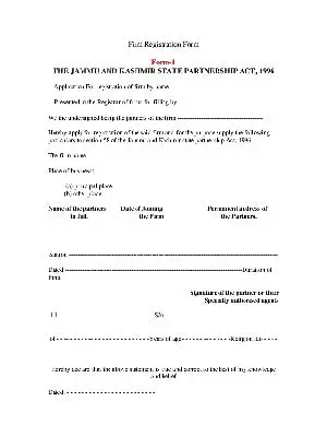 Jammu & Kashmir Firm Registration Form