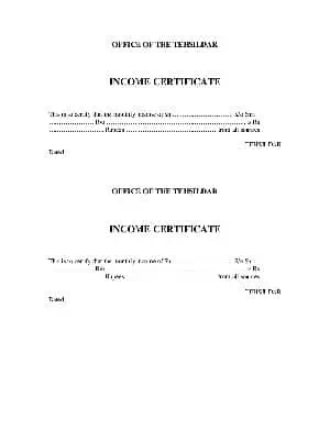 Jammu & Kashmir Income Certificate Form