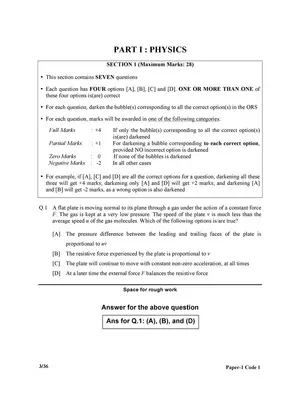JEE (Advanced) Previous Exam Question Paper 1 (2017)