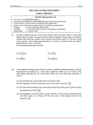 JEE (Advanced) Previous Exam Question Paper 1 (2019)