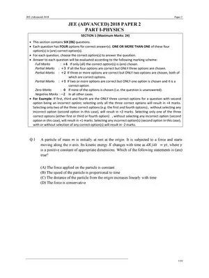 JEE (Advanced) Previous Exam Question Paper 2 (2018)