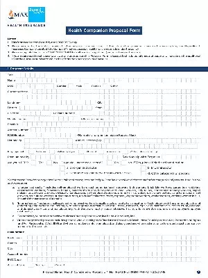 Max Bupa Health Companion Proposal Form PDF