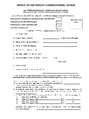 Mizoram Resident Certificate Application Form