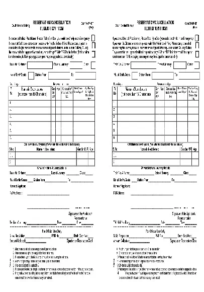 Train Reservation/Cancellation Form
