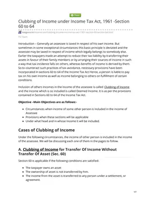 Clubbing of Income under Income Tax Act, 1961