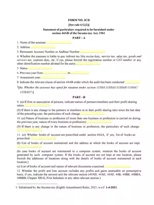 Form 3CD – Tax Audit Report