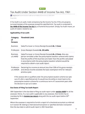 Tax Audit Under Section 44AB of Income Tax Act, 1961