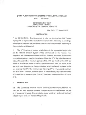 Atal Pension Yojana (APY) Chart