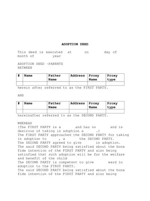 Haryana Child Adoption Deed Form