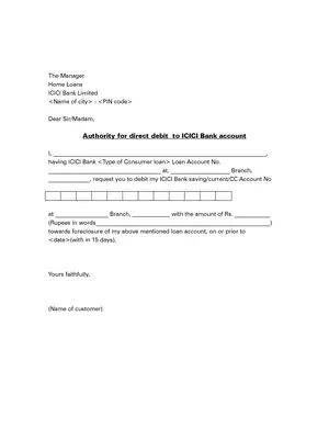 ICICI Bank ECS Mandate Form