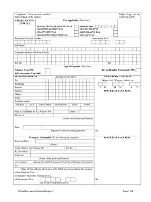 Income Tax Challan Form 282