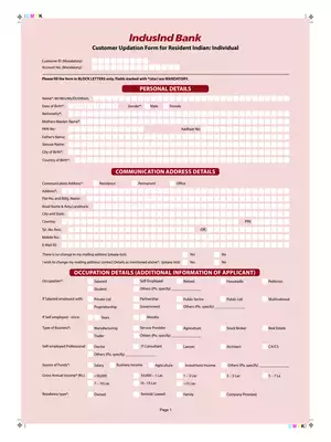 Induslnd Bank KYC Form