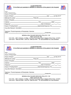 MD India Claim Intimation Form