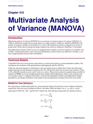 Multivariate Analysis of Variance (MANOVA)