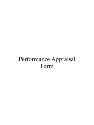 Performance Appraisal Form