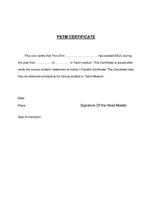 PSTM Certificate