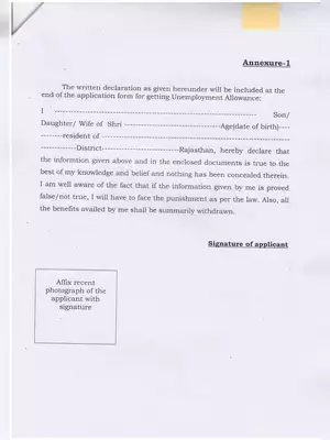 Rajasthan Berojgar Bhatta Income Certificate Form