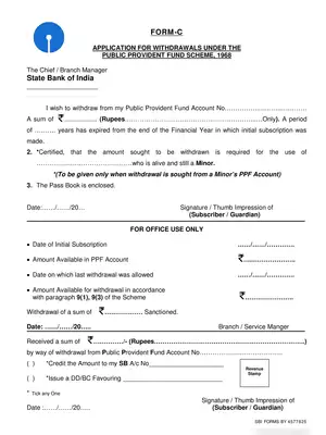 SBI PPF Withdrawal Form C