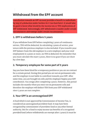 TDS Application  on PF Withdrawal