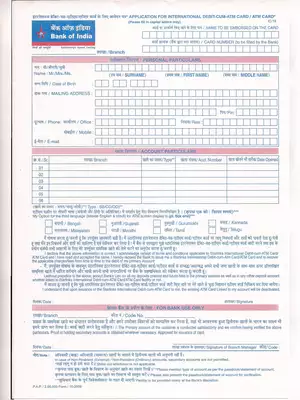 Bank of India ATM Card Application Form