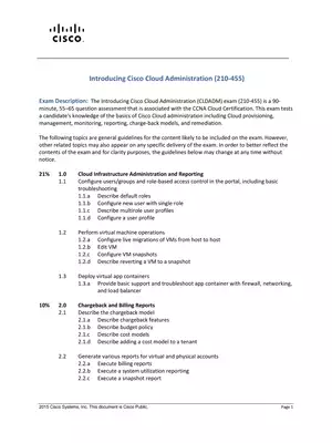 CCNA Cloud Certification (210-455 CLDADM) Exam Syllabus