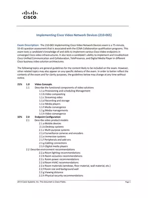 CCNA Collaboration Certification (210-065 CIVND) Exam Topic