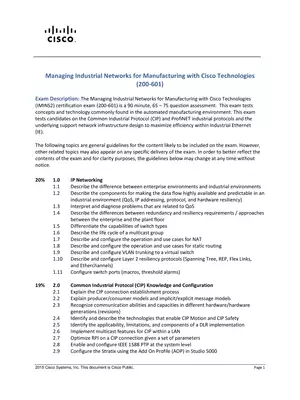 CCNA Industrial Certification (200-601 IMINS2) Exam Topics