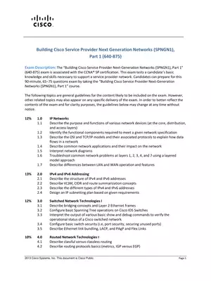 CCNA Service Provider Certification (640-875 SPNGN1) Syllabus